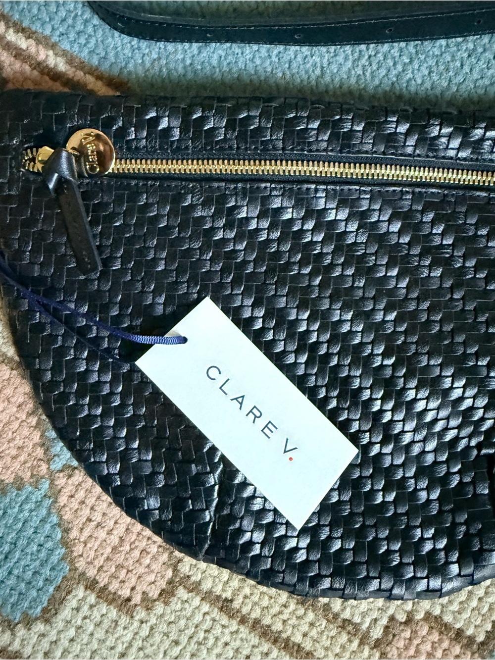 NWT Clare V Black Woven Leather Crossbody Bag - Picture 6 of 8